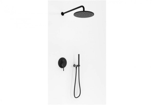 KOHLMAN Axel Black podtynkowy zestaw prysznicowy z okrągłą deszczownicą 25 cm czarny mat QW210ABR25 DOSTAWA 