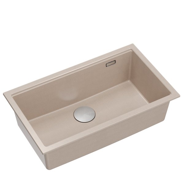 Quadron LOGAN 110 GraniteQ zlewozmywak pearl beige 76x45x23,5 cm 1-komorowy wpuszczany z syfonem manualnym stal szlachetna HQD7644U2BSI