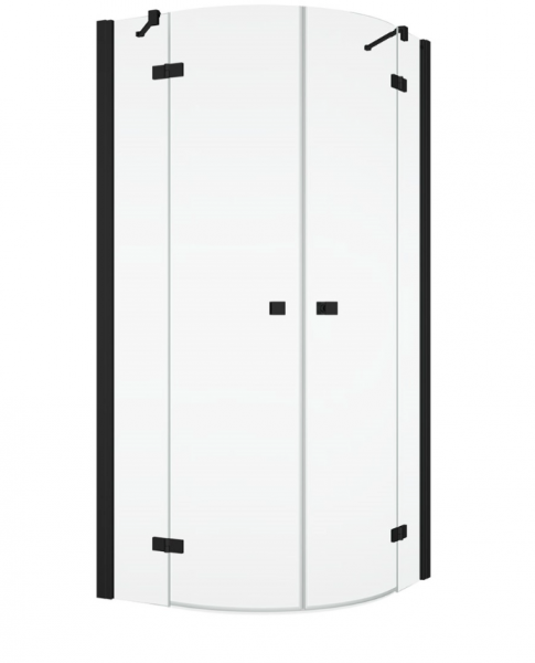 Ronal kabina półokragła dwuczęściowa 100x200 cm, szkło przezroczyste, profile BLACK LINE czarny mat ANR551000607