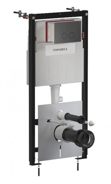 Omnires Eco Flush Set STRONGFRAME stelaż podtynkowy z ECO spłukiwaniem do miski toaletowej + STEEL-R45 przycisk spłukujący ze stali nierdzewnej  w kolorze grafit szczotkowany STFWCECO1R45RGR WYSYŁKA 24H