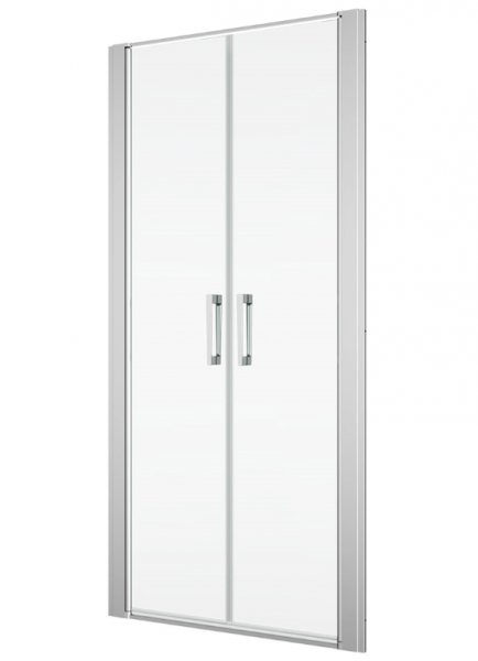 Ronal drzwi wahadłowe dwuczęściowe na wymiar 90,1-120x0-200 cm, szkło przezroczyste, profile Srebrny połysk D22T2SM25007