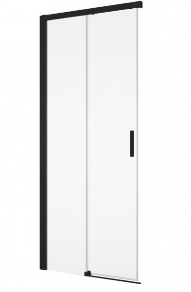 Ronal wejście narożne prawe na wymiar z drzwiami rozsuwanymi, kabina asymetryczna 60-90x0-200 cm, szkło Durlux 200, profile BLACK LINE czarny mat TLSDSM10622