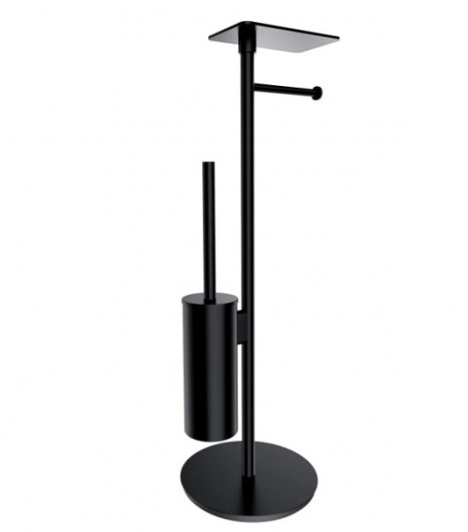 Omnires Modern Project stojak na papier i szczotkę toaletową z półką czarny mat MP60820BL