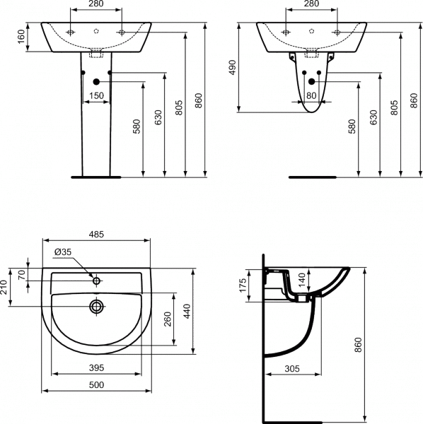 Ideal Standard EUROVIT eurovit umywalka 50cm of bxd W332901 