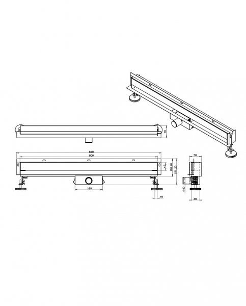 Lavita Odpływ liniowy ścienny Flux Chrome 800 5900378370567