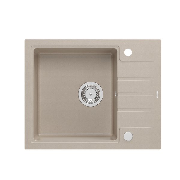 Quadron PETER 116 GraniteQ zlewozmywak granitowy pearl beige (beżowy) 1-komorowy z/o (62x50x20) z syfonem i zaślepką HCQP6250BEZP
