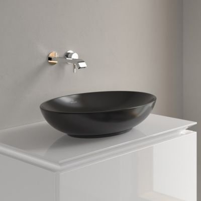 Villeroy &amp; Boch Loop &amp; Friends umywalka 56x38 cm owalna nablatowa CeramicPlus Pure Black 4A4701R7 