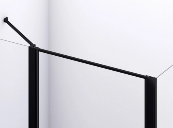 Ronal drzwi wahadłowe jednoczęściowe z elementem stałym w linii 110x200 cm, szkło przezroczyste, profile BLACK LINE czarny mat D22T13090200607