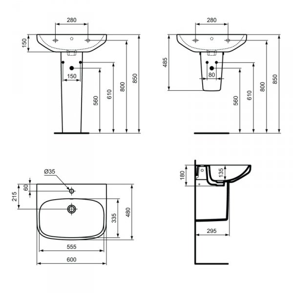 Ideal Standard Ideal Standard i.life A is i.life a umywalka 60 white bxd T470501 