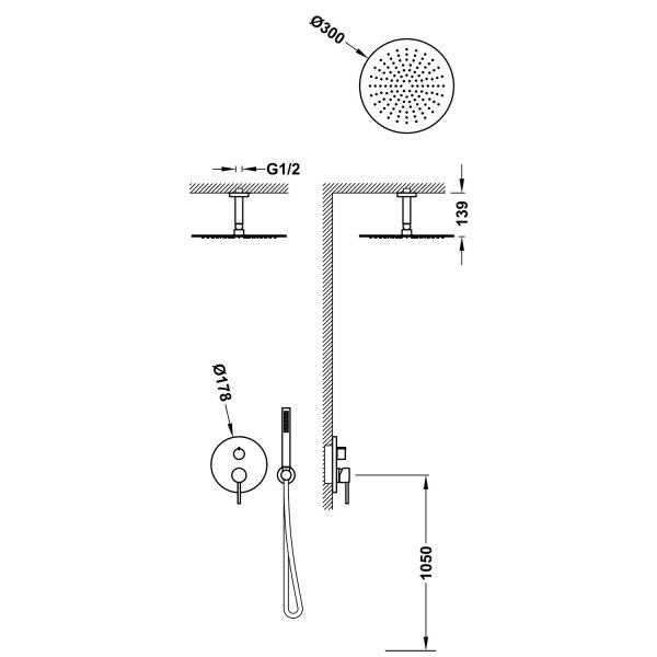 Tres STUDY zestaw prysznicowy podtynkowy Rapid-box Złoty cava 26238003CA