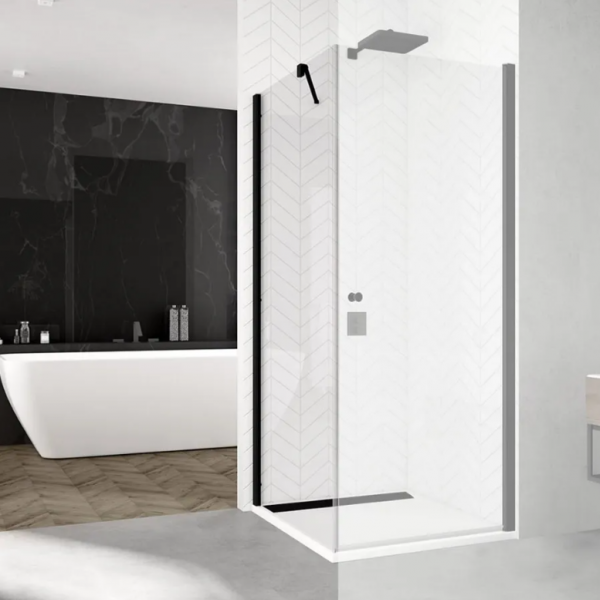 Ronal Sanswiss Solino ścianka prysznicowa 90 cm boczna do drzwi czarny mat SOLT109000607