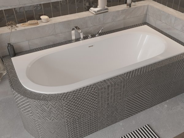 Besco Avita Slim+ wanna asymetryczna 180 Prawa + syfon z przelewem biały WAV180PPB