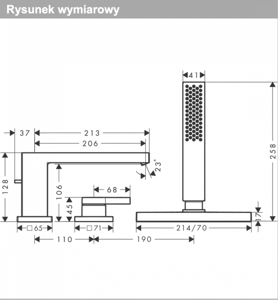 Hansgrohe Tecturis E 3-otworowa, jednouchwytowa bateria na brzeg wanny z sBox, element zewnętrzny brąz szczotkowany 73443140