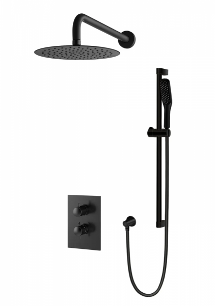 VEDO DESSO NERO Kompletny system natryskowy podtynkowy IV TERMO deszczownica o śr. 25 cm VBD4224/25/CZ/TERMO czarny mat