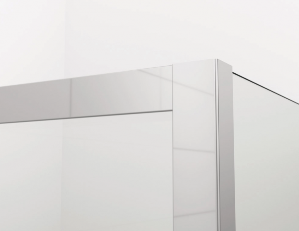 Ronal drzwi wahadłowe dwuczęściowe ze ścianką stałą w linii 150x200 cm, szkło przezroczyste, profile Srebrny połysk D22T32090605007