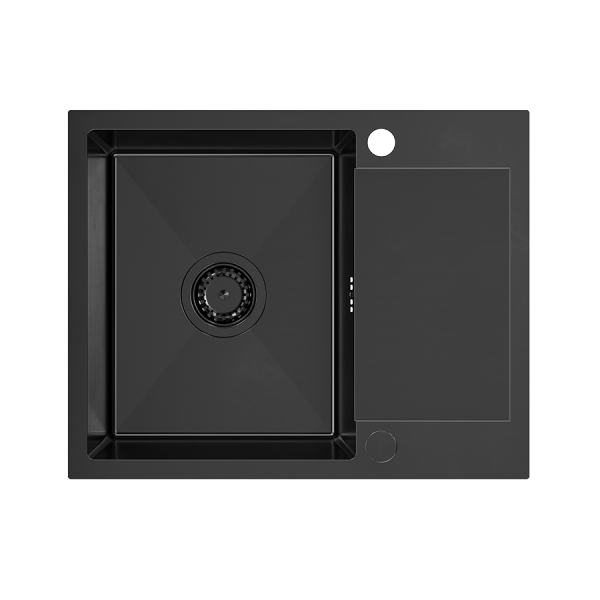 QUADRON LUKE 116 zlewozmywak stalowy black metal (60x48x20) z syfonem 1-komorowy z/o ZH6048PVDBLM