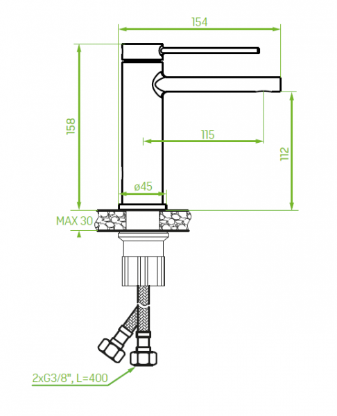 Laveo PINAR bateria umywalkowa kolor czarny BAW722D