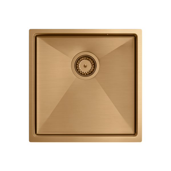 Quadron | ANTHONY 50 | stalowy zlewozmywak kuchenny MIEDŹ PVD | wymiary: 44 x 44 x 19 cm | 1-komorowy podwieszany/wpuszczany | podbudowa szafki: od 45 cm MF4444PVDBSC1