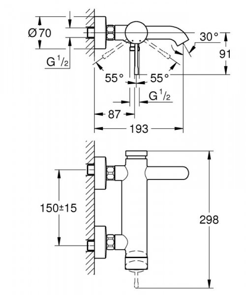 Grohe Essence Bateria wannowa natynkowa chrom 25250001