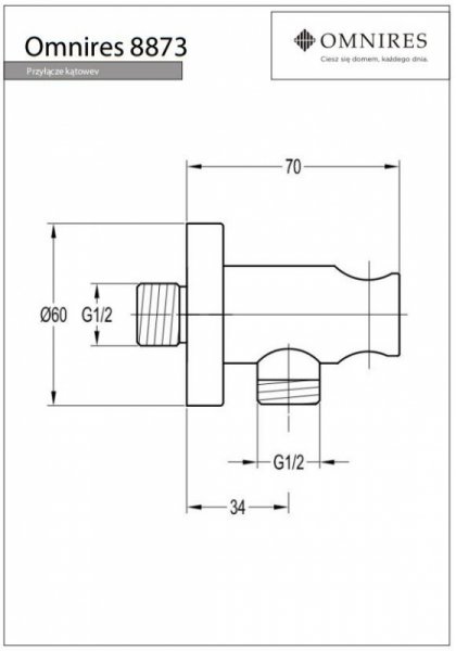 Omnires złącze kątowe z uchwytem 8873GL WYSYŁKA 24H