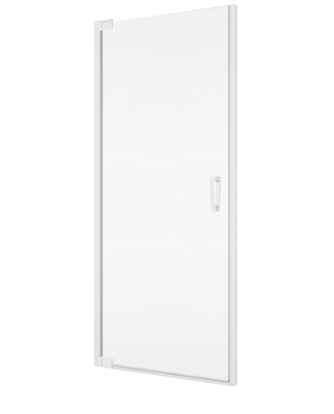 Ronal Sanswiss drzwi wahadłowe jednoczęściowe z profilem przyściennym, wejście narożne jednoczęściowe z profilem przyściennym 100x200 cm, szkło przezroczyste, profile WHITE LINE biały mat CA1CD1000907