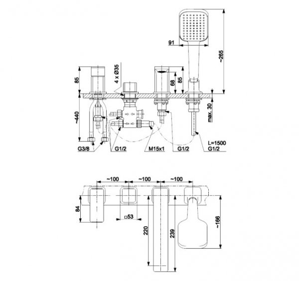 KFA Armatura Dust bateria wannowa biała 4-otworowa 93836256