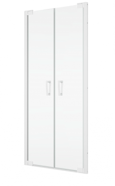 Ronal Sanswiss drzwi wahadłowe dwuczęściowe z profilem przyściennym 80x200 cm, szkło przezroczyste, profile WHITE LINE biały mat CA2C0800907