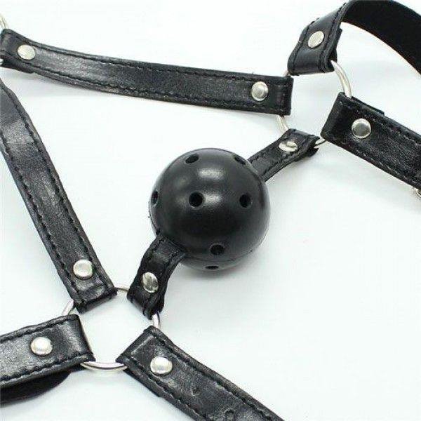 Knebel-Imbracatura Viso con morso Head Harness+Ball Gag