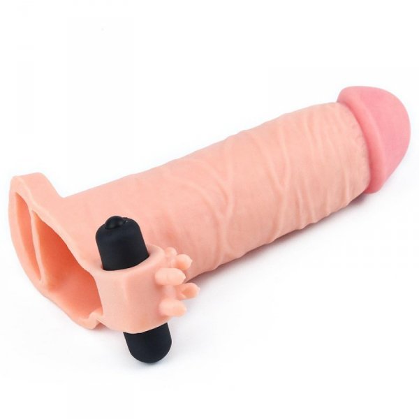 Add 2&quot;&quot; Pleasure X Tender Vibrating Penis Sleeve Flesh