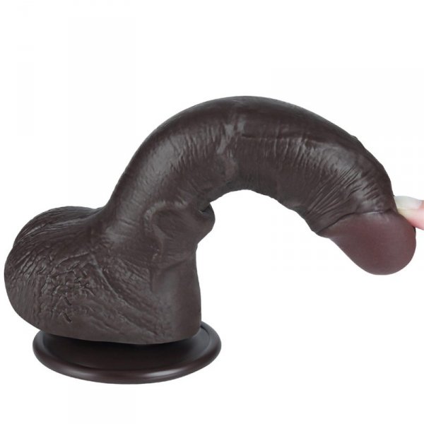 7.5&#039;&#039; Sliding Skin Dual Layer Dong Black