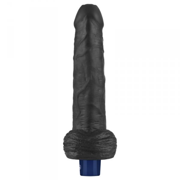9" REAL SOFTEE Rechargeable TPE Vibrating Dildo(Black)