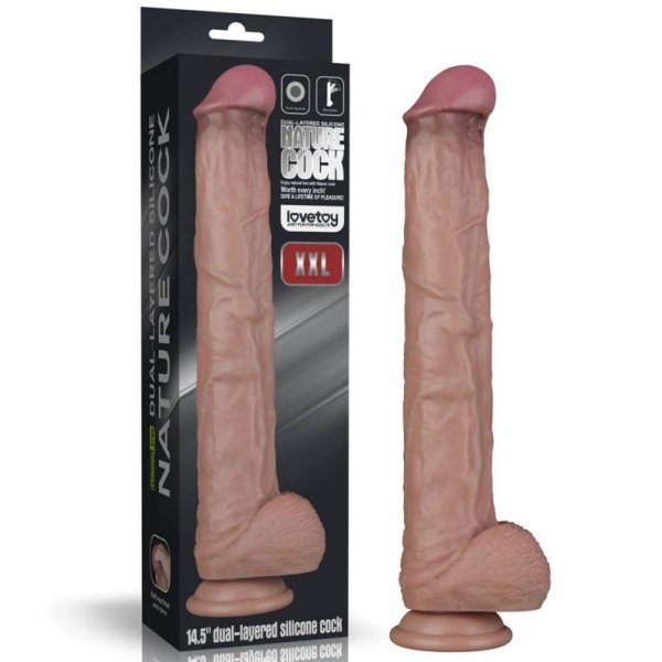14.5&#039;&#039; Dual Layered Bendable Silicone Cock XXL(Flesh)