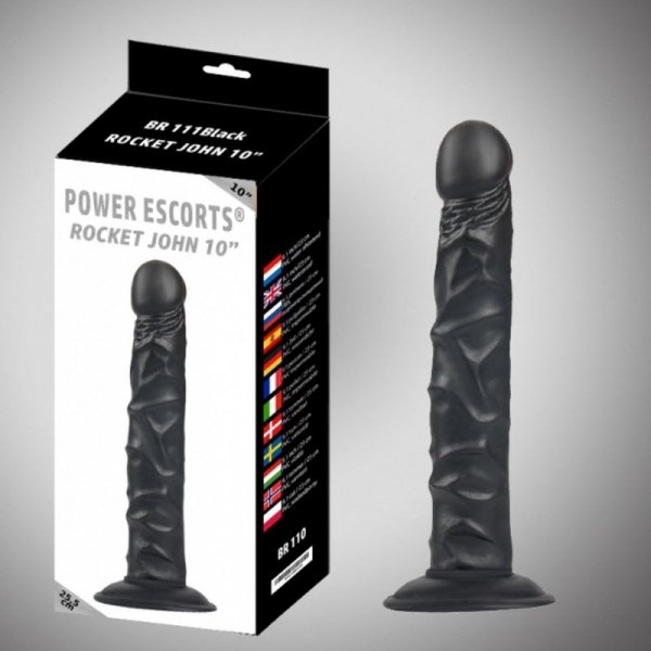 Rocket john 10 inch  black realistic  dildo 10 inc / 25,5 cm