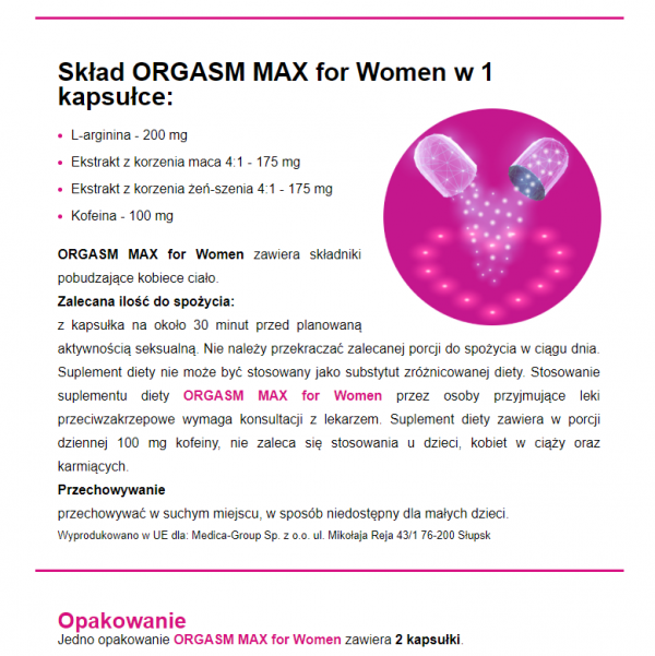 OrgasmMax for Women-2 kapsułki