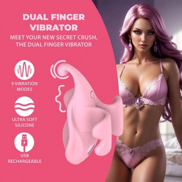 Finger Dual Vibrator - Pink