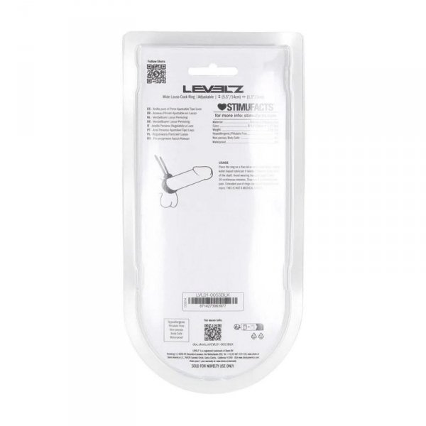 Wide Adjustable Silicone Lasso Cockring - 5mm - Black