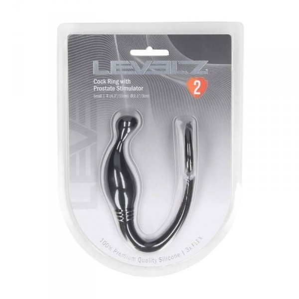 Silicone Cockring with Prostate Stimulator - S - Black