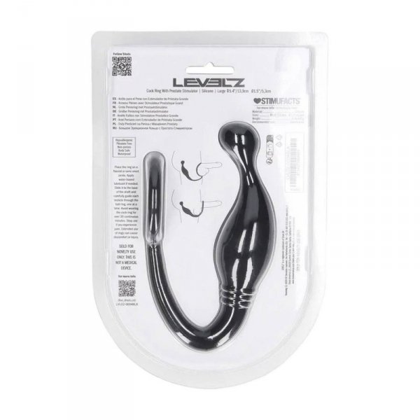 Silicone Cockring with Prostate Stimulator - L - Black