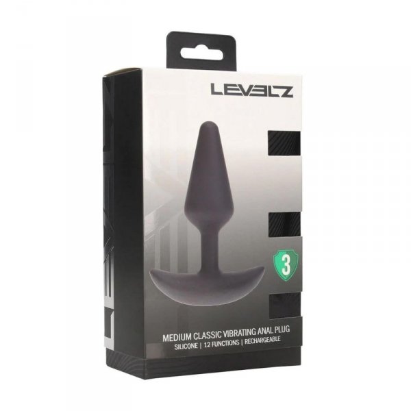 Classic Vibrating Silicone Anal Plug - M - Black