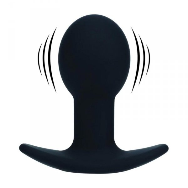 Single Bulb Vibrating Silicone Anal Plug - Black