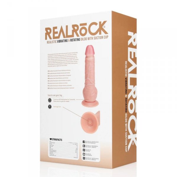 Vibrating and Rotating Straight Cock with Balls - 8 / 20,5 cm - Flesh