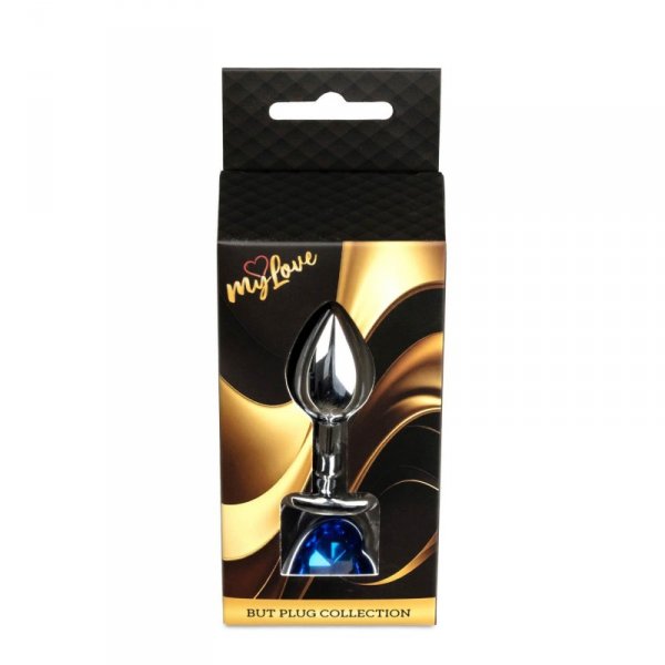 MyLove Toys - Jewellery Silver  Heart PLUG- Dark Blue