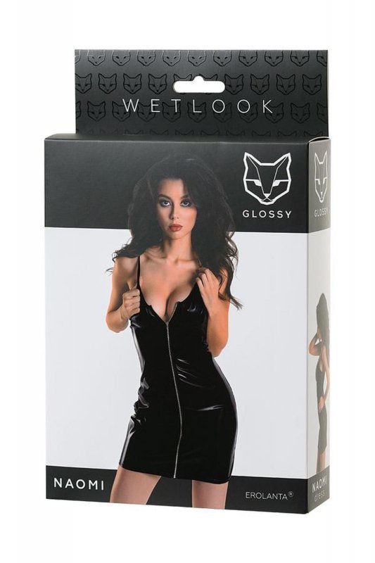 Wetlook black dress NAOMI - black L