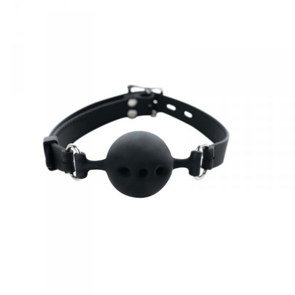 Breathable silicone ball gag with adjustable straps.