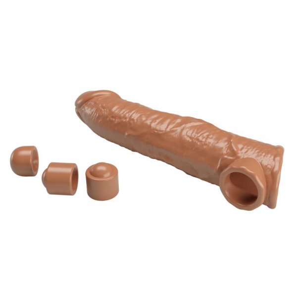 Pretty Love Extension Penis Sleeve with Modular Length Blocks – Dark Brown – 26 cm