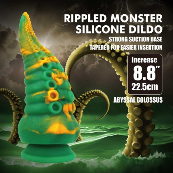 Power Monsters Abyssal Colossus – 22.5 cm Rippled Monster Silicone Dildo