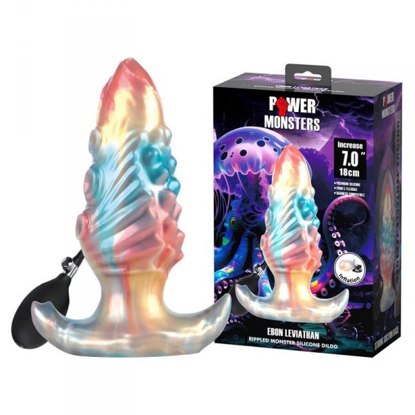 Power Monsters Ebon Leviathan – 18 cm Rippled Monster Silicone Dildo
