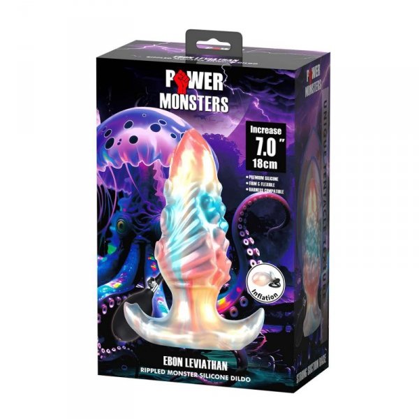 Power Monsters Ebon Leviathan – 18 cm Rippled Monster Silicone Dildo