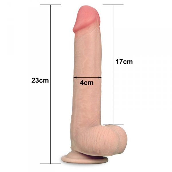 DUŻE 23 CM DOSKONALE REALISTYCZNE DILDO Z MOSZNĄ I PRZYSSAWKĄ + LUBRYKANT