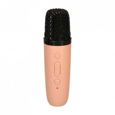 Zestaw do karaoke mikrofon + głośnik przenośny BLUETOOTH USB LED różowy